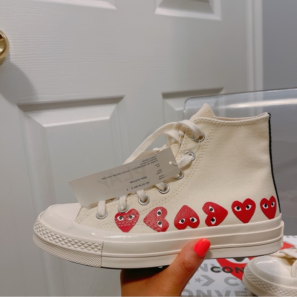 NWT ❤️ Converse Comme des Garcons PLAY Chuck Taylor All Star 70 High Multi Heart - Picture 11 of 12